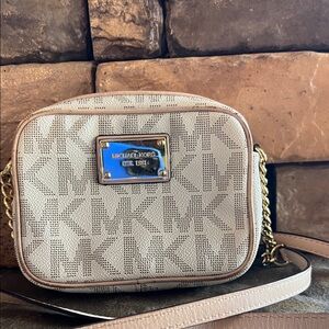 Michael Kors Beige Monogram Crossbody Bag